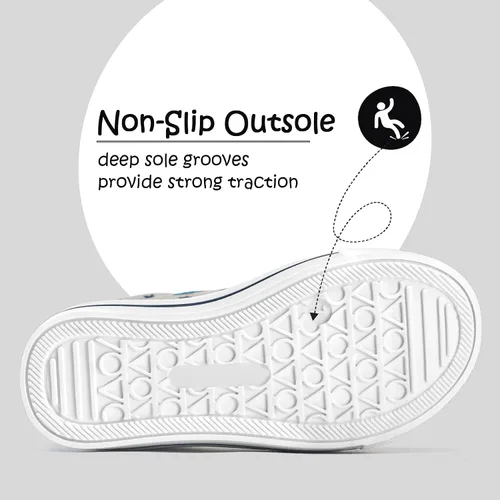 Vista 5 de K KomForme - Tenis de lona para niños y niñas de dibujos animados con doble velcro