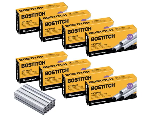 Vista 6 de Bostitch Office B8 PowerCrown - Grapas de 0.25 pulgadas, paquete de 5,000 grapas (STCRP21151/4), color plateado