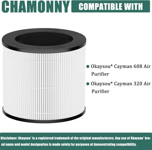 Vista 2 de Cayman 608/320 Replcement de filtro, compatible con Okaysou (Oksou) Cayman 608/320 purificador de aire, filtro 3 en 1 H13 True HEPA y filtro
