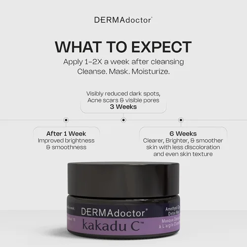 Vista 5 de DERMAdoctor Kakadu C - Máscara de desintoxicación de arcilla de amatista, 1.69 onzas líquidas 15-minute detox • Absorbs excess oil • Lactic-acid