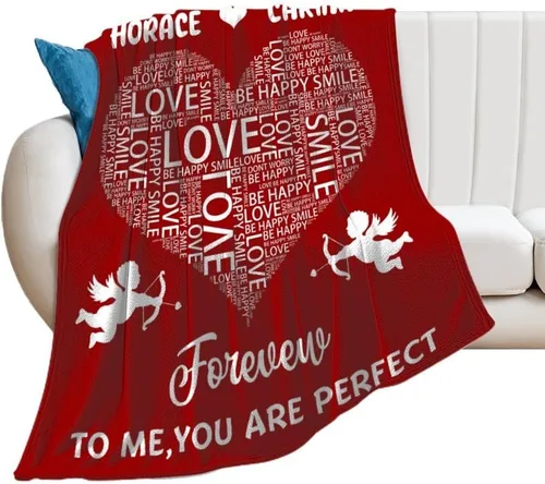 Vista 7 de Manta de amor personalizada para parejas, manta personalizada con imagen y nombre, regalo para novia, manta personalizada para el día de San