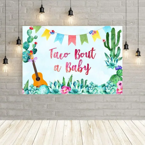 Vista 7 de Fondo de fiesta de taco de 7 x 5 pies, para fiesta de bebé, para el cinco de mayo, niño mexicano, baby shower, fotografía, cactus, decoración
