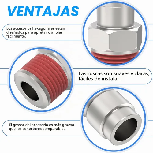 Vista 4 de ChillWaves Enchufe de aire estilo T automotriz, enchufes neumáticos macho NPT de 1/2 pulgada, accesorios para compresores de aire (paquete de 5)