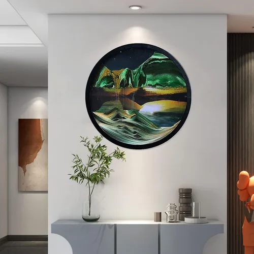 Vista 16 de Decoración artística de arena móvil de 17.3 pulgadas, pintura 3D giratoria de 360 grados, arte de pared de vidrio, decoración de sala de estar