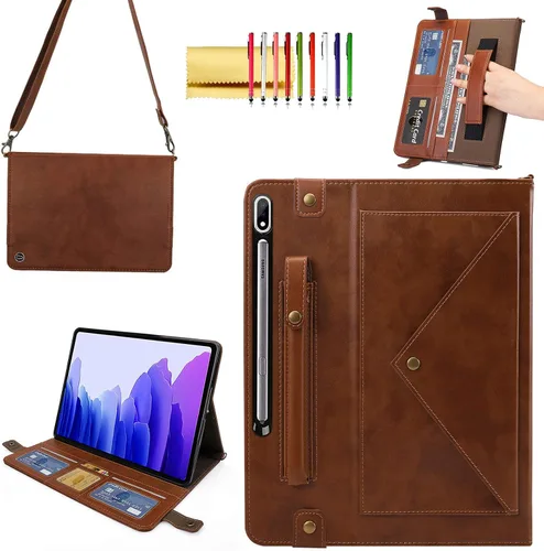 Vista 46 de Bolso Funda para Samsung Galaxy Tab S10 FE/S9 FE 10.9"/S9/S8/S7 11", Techcircle Folio con Soporte Cruzado, Billetera con Ranura para Lápiz S Pen