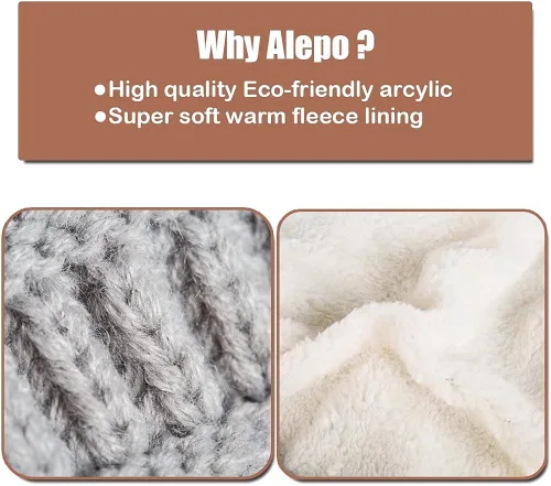 Vista 2 de Alepo Fleece Lined Baby Beanie Hat Infant Newborn Toddler Kids Winter Warm Knit Cap for Boys Girls