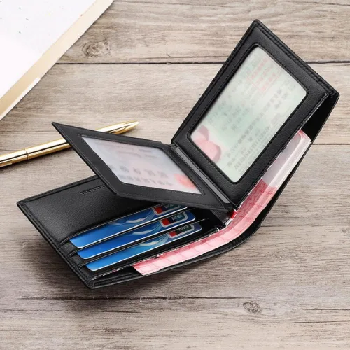 Vista 6 de WILLIAMPOLO Billetera delgada para hombre de piel minimalista con bolsillo frontal