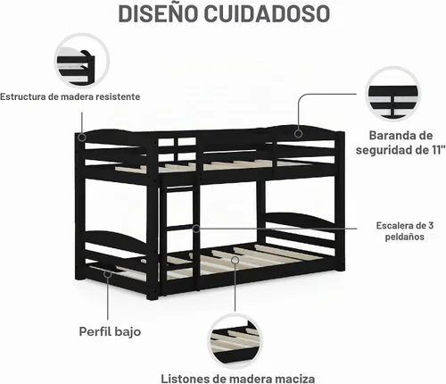 Vista 4 de Dorel Living Sierra Twin sobre litera individual Negro Modelo DL7891B