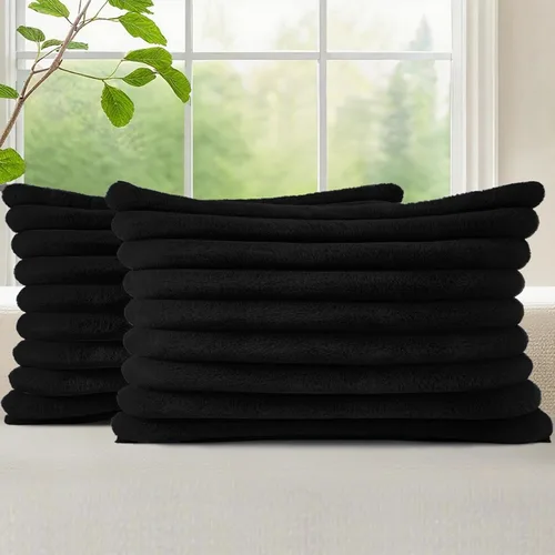 Vista 52 de decorUhome Fundas de almohada de piel sintética, juego de 2, decorativas, afelpadas, suaves, afelpadas, a rayas, parte posterior de terciopelo