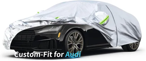 Vista 10 de Funda a medida para automóvil Audi, 7 capas de cubierta impermeable para automóvil para todo tipo de clima, para exteriores, cubierta completa