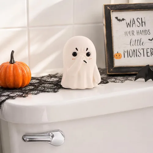 Vista 3 de Linda estatua de fantasma de nariz sostenible, decoración de estante de baño peculiar, divertida decoración de inodoro, regalo creativo único