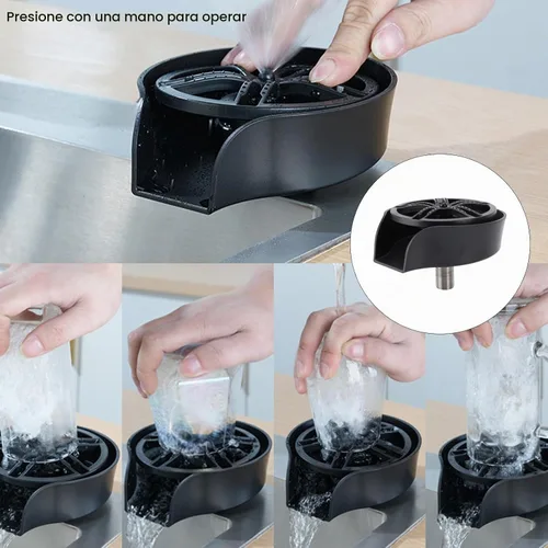 Vista 7 de POCREATION Lavadora automática de vidrio, accesorio de fregadero de boquilla giratoria de 360 grados, lavadora de botellas de acero inoxidable