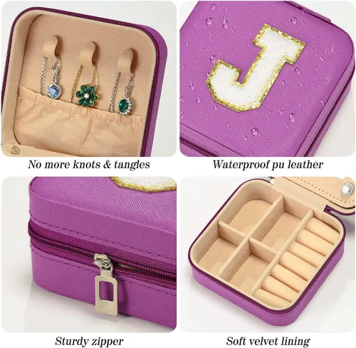 Vista 4 de Parima Regalos de Navidad para mamá, pequeño joyero de viaje, joyero de viaje con espejo para collar, aretes, anillos, organizador Regalos