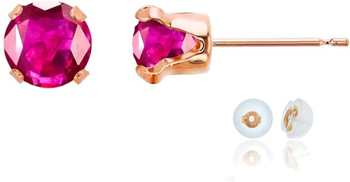 Vista 120 de Aretes de tuerca de plata de ley 925 chapados en oro de 14 quilates macizo, oro amarillo, blanco o rosa de 0.236 in Amatista