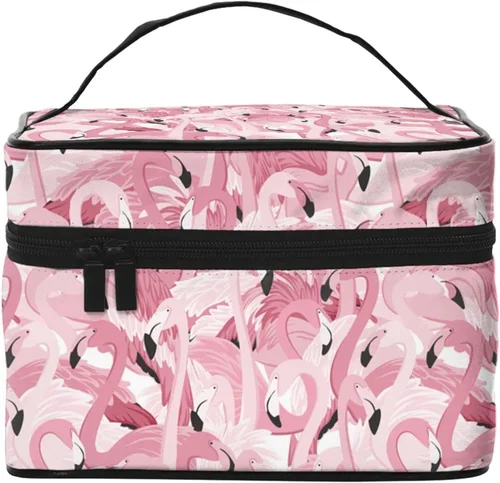 Vista 12 de Bolsa de maquillaje con asa, estuche de cosméticos con cremallera, bolsa de aseo portátil de viaje para mujeres y niñas, duradera, 1 Foto