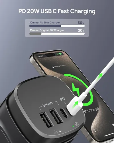 Vista 7 de TROND Torre de Regleta de Alimentación Retráctil – Regleta protectora de sobretensiones de enchufe plano con USB C PD de 20 W, cable de extensión