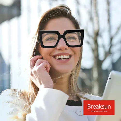 Vista 2 de Breaksun Gafas de luz azul de gran tamaño para mujer, gafas cuadradas gruesas para computadora, sin receta