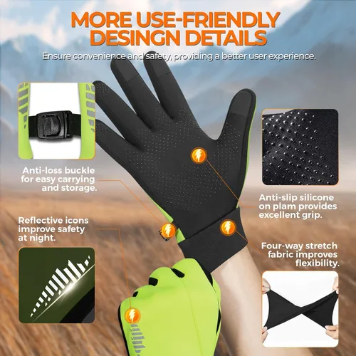 Vista 5 de rivmount Guantes de invierno para mujeres y hombres para clima frío, correr, conducir, ciclismo, resistente al agua y pantalla táctil, guantes