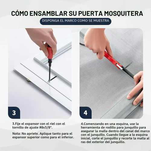 Vista 6 de K.D. Kit de puerta mosquitera corrediza de aluminio estándar para patio, marco de 1-7/8 pulgadas (30'' x 80'' blanco) a prueba de mosquitos