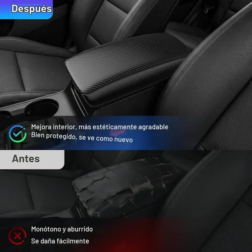Vista 6 de Autorder Funda de consola central para Hyundai Tucson 2016-2019 2020 2021, accesorios de fibra de carbono, funda impermeable antiarañazos