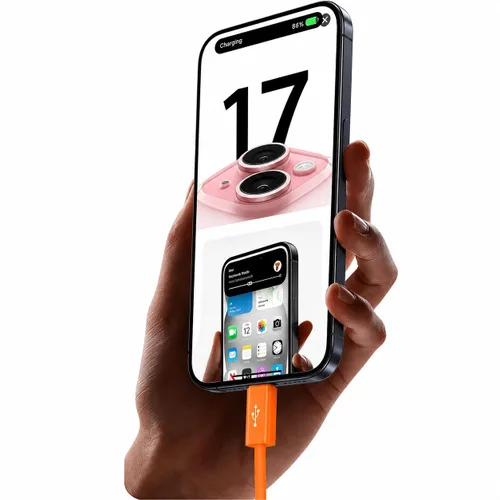 Vista 4 de Cable Carplay naranja de 1.5 pies para iPhone 17/16/15, cable USB A a USB C compatible con iPhone 17Air, 17/16/15 Pro Max, 17E/16E/Plus, iPad