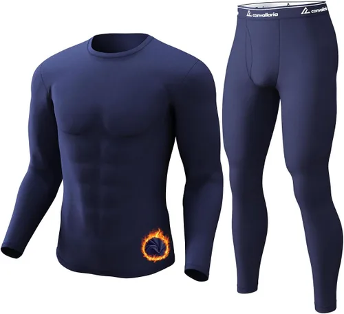 Vista 24 de Thermal Underwear Long Johns for Men Base Layer Cold Weather Set A-Negro
