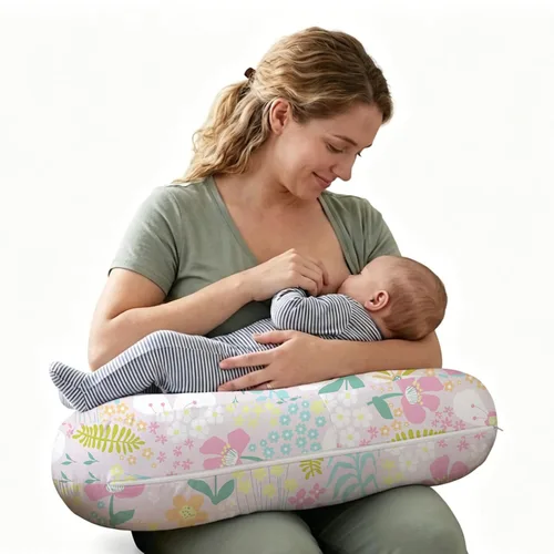Vista 10 de Plushii Almohada de lactancia en forma de U con funda lavable, color azul Almohada ergonómica en forma de U para mamá y bebé, con una funda suave