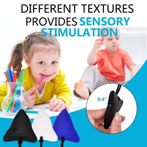 Vista 4 de Collar masticable de diente de tiburón, paquete de collar sensorial para masticar para niños con masticación, dentición, TDAH, autismo, necesidades