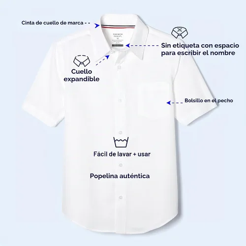 Vista 5 de French Toast Niños Pequeños S/S Camisa abotonada 2-Blanco