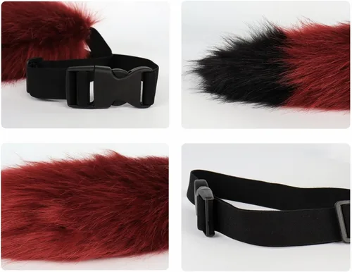 Vista 2 de Cola de zorro de 25.6 in (25.6 pulgadas) lobo gato cola larga de felpa suave y esponjosa, accesorios de fiesta de juegos de rol de Halloween