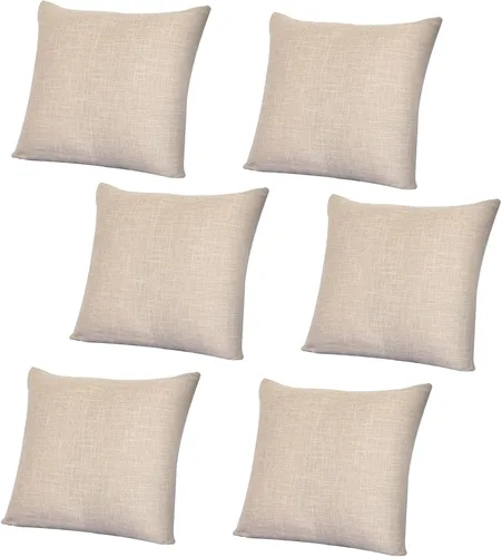 Vista 18 de Fundas de almohada de sublimación en blanco de 16 x 16 pulgadas, fundas de almohada beige a granel para vinilo de transferencia de calor, juego de 6