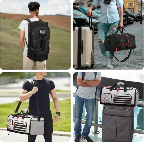 Vista 6 de Bosstin Bolsa de gimnasio para hombres y mujeres, 45L de viaje, bolsa de lona deportiva, mochila de viaje para gimnasio y fin de semana