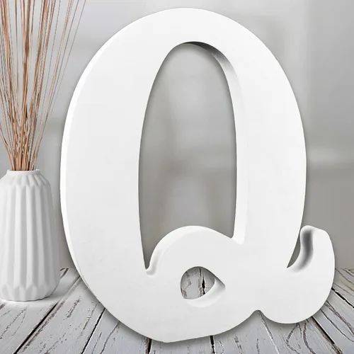 Vista 16 de AOCEAN Letras de madera blanca de 8 pulgadas, letras de madera sin terminar para pared, letras decorativas de pie en rodajas, decoración de tablero