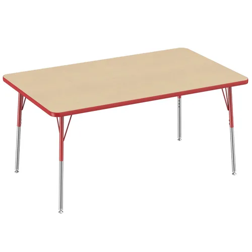 Vista 55 de FDP - Mesa rectangular para actividades escolares y de oficina (24 x 36 pulgadas), patas estándar con deslizadores giratorios, altura ajustable
