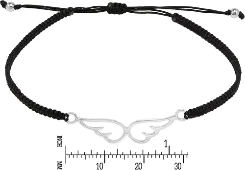 Vista 4 de AeraVida Alas de ángel espiritual, plata de ley 925, pulsera ajustable con cuerda de algodón, Metal