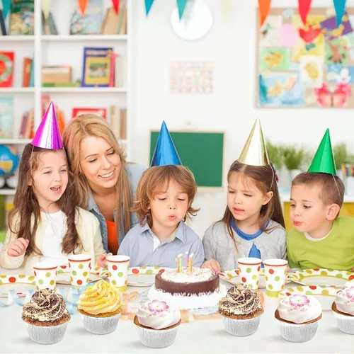 Vista 3 de Moldes para cupcakes, paquete de 100 moldes de papel de aluminio para magdalenas, 4 onzas, soportes para pudín (100)