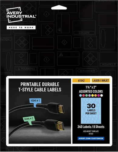 Vista 11 de Avery Etiquetas para cables, etiquetas autoadhesivas estilo P, 1.02 x 3.3 pulgadas, resistentes al desgarro, compatibles con láser/inyección
