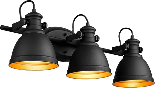 Vista 9 de Lámpara de tocador de baño industrial negra de 2 luces sobre