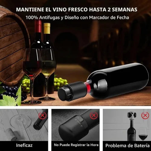 Vista 5 de Regalos de vino - Abridor de vino eléctrico - Sacacorchos automático recargable - Sacacorchos eléctrico inalámbrico - Abridor de botellas de vino