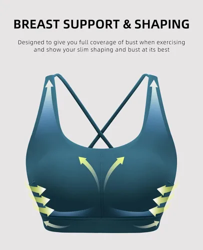 Vista 5 de Running Girl - sujetador deportivo para mujer, con tirantes acolchados y espalda cruzada, para yoga, de soporte mediano y con copas extraíbles