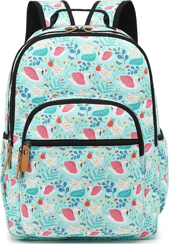 Vista 16 de Leaper Mochila para laptop para mujer: linda mochila floral para escuela, universidad, viajes, trabajo, mochila ligera para niños, Negro margarita