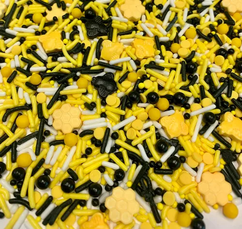 Vista 2 de COOL MOM SPRINKLES Gránulos de Bumble Bee (4 onzas) – Gránulos de cumpleaños con temática de verano para decorar pasteles, cupcakes, galletas