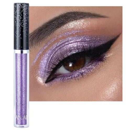 Vista 14 de Sombras de ojos con purpurina, sombras de ojos líquidas, metales de larga duración, plata brillante, dorado, sombras de ojos coloridas con purpurina