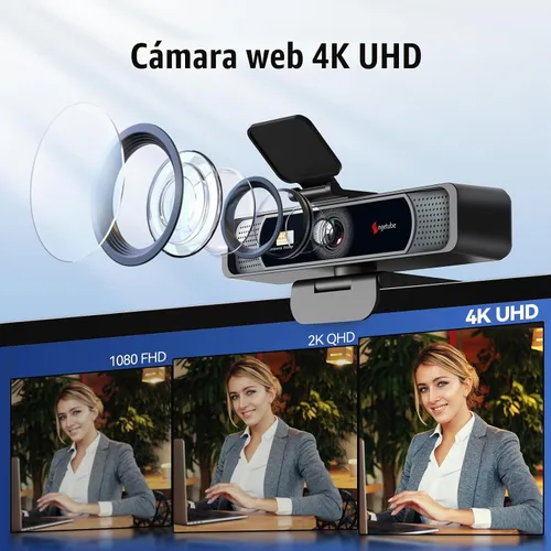Vista 2 de Angetube Cámara web de gran angular 4K para PC, cámara web