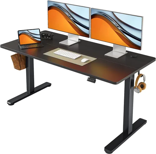 Vista 16 de FAMISKY Escritorio eléctrico de pie, escritorio de altura ajustable de 40 x 24 pulgadas, ergonómico para oficina en casa, estación de trabajo