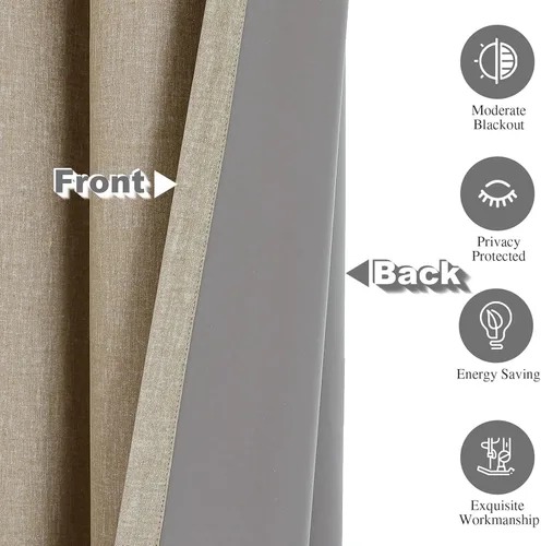 Vista 3 de Cortinas opacas con ojales para dormitorio y sala de estar, juego de 2 paneles con aislamiento térmico para oscurecer la habitación