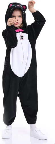 Vista 2 de Disfraz unisex de animales para niños, pijama de animales con capucha de felpa, para Halloween, carnaval, animal, para niños y niñas