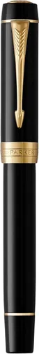 Vista 4 de Pluma estilográfica Parker Prestige, cincelada, de rutenio, fina (1931333), Negro/Dorado (Classic Black with Gold Trim) M