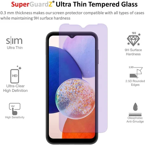 Vista 3 de [Paquete de 2] Protector de pantalla para Samsung Galaxy A14 5G (2023), vidrio templado antiluz azul, protección ocular, 9H, 0.012 in, arañazos