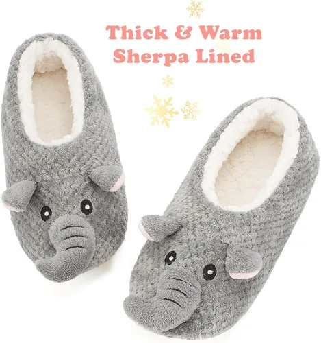 Vista 3 de cosyone1997 Lindas pantuflas de animales para niños, niñas y mujeres, calcetines de casa mullidos con suela antideslizante suave, regalos únicos